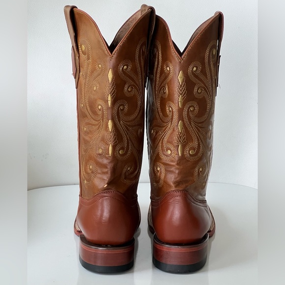 Ferrini Square Toe Cowboy Boots Men’s Size 10 Cowhide Leather Brown Embroidered - Picture 6 of 15